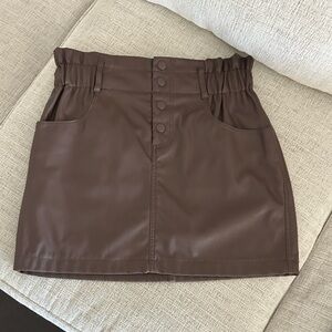 Brown Faux Leather Skirt